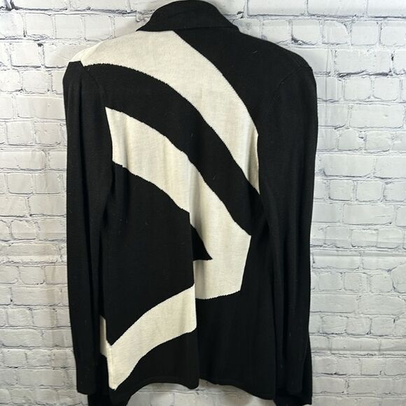 š¤ White House Black MarketāGeometric Stripe Wool-Blend Open Cardigan - Size Sm - Picture 4 of 4